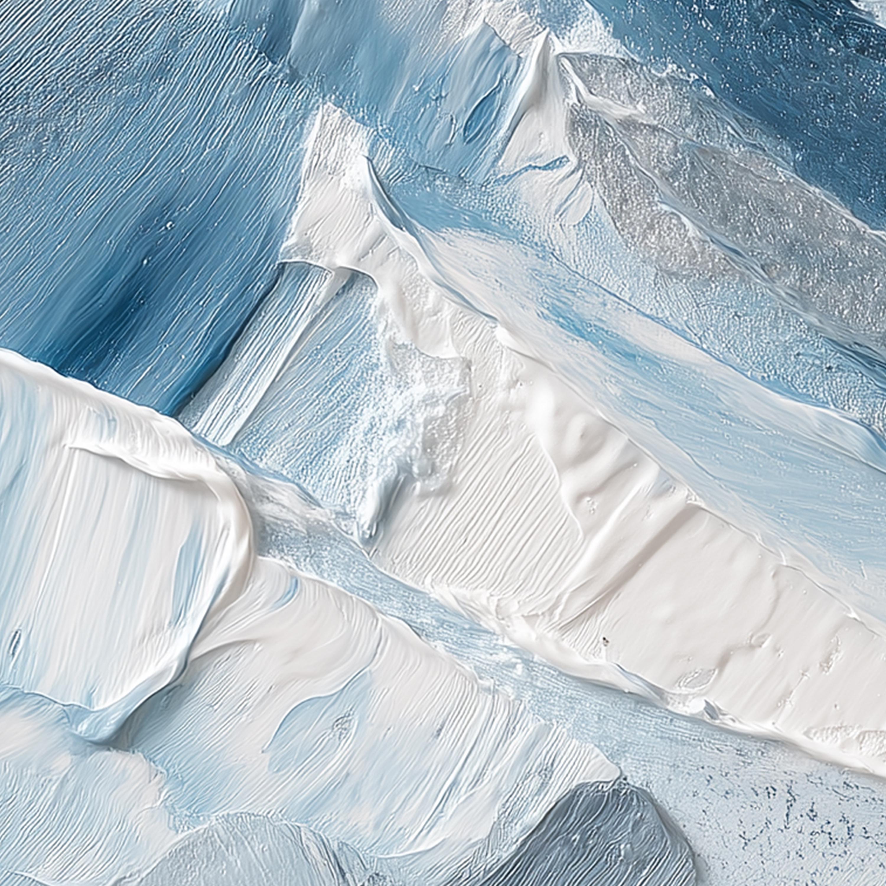 Abstract Mountain Landscape Print Set: Blue White Triptych, Modern Winter Decor