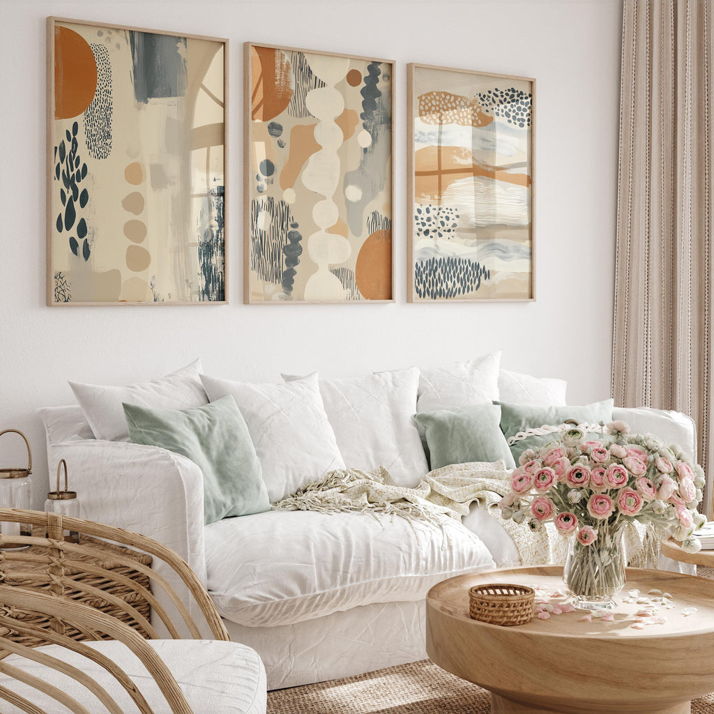 Abstract Art Print | Earth Tones, Tribal Shapes