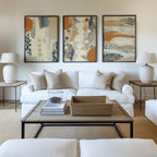 Abstract tribal shapes wall art – earth tones organic modern triptych decor