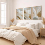 Abstract brushstroke wall art triptych – sage green beige calming decor