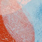 Abstract circle wall art set of 3 – bold blue red geometric mid-century decor