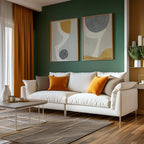 Abstract geometric wall art set of 2 – neutral mustard gray modern decor