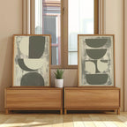 Abstract geometric wall art set of 2 – neutral beige gray minimalist decor