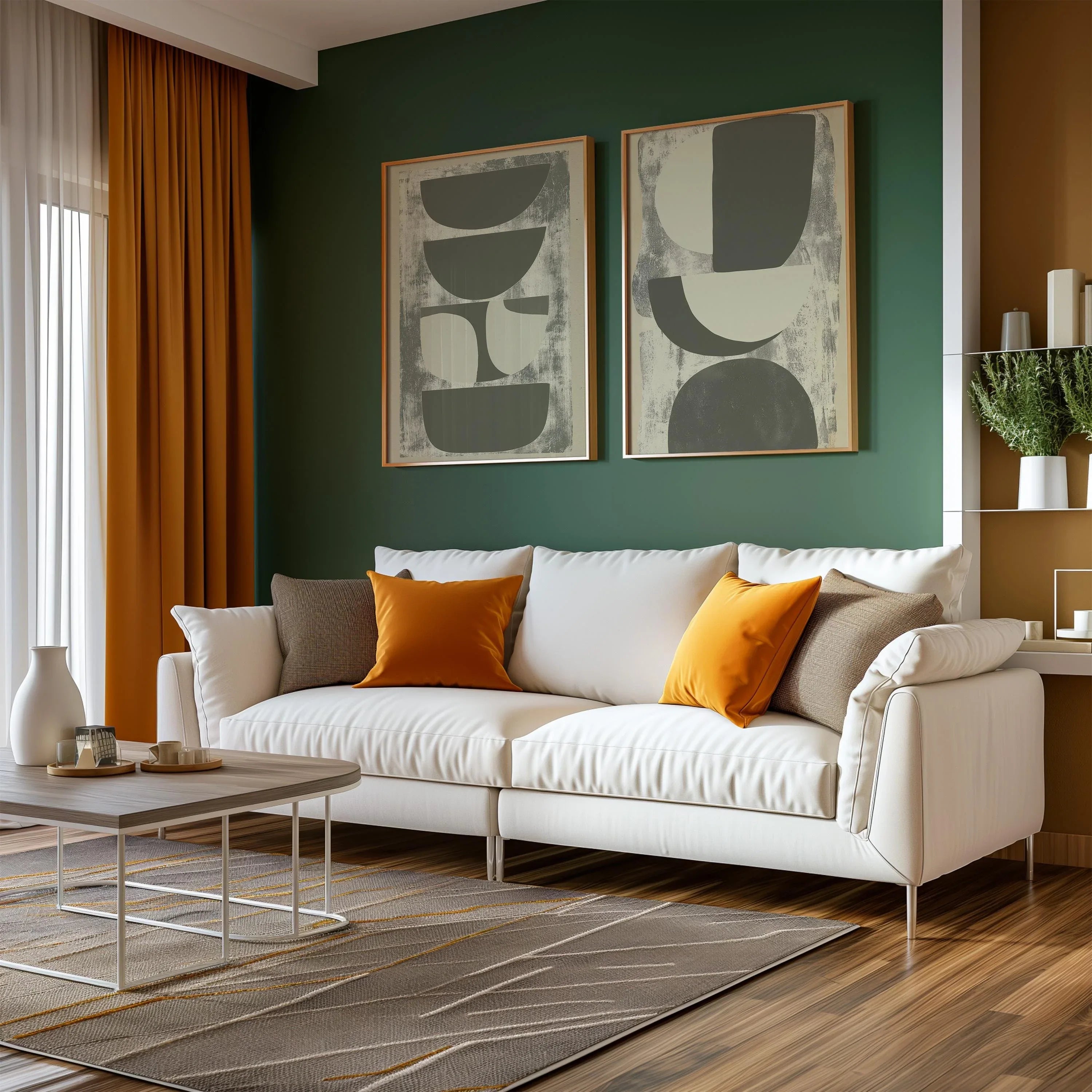 Abstract geometric wall art set of 2 – neutral beige gray minimalist decor