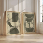 Abstract geometric wall art set of 2 – neutral beige gray minimalist decor