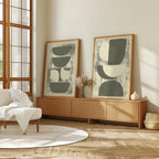 Abstract geometric wall art set of 2 – neutral beige gray minimalist decor