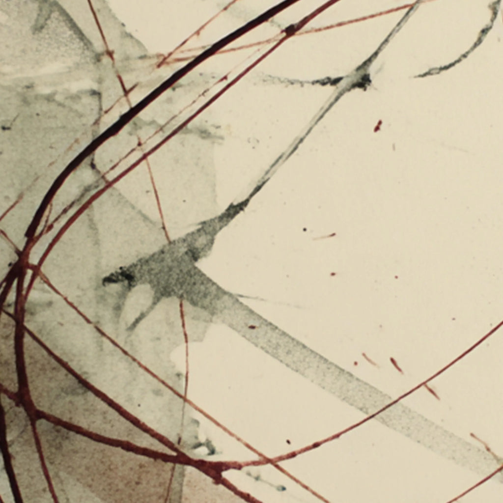 Abstract line wall art set of 3 – sage green burgundy ink splatter decor