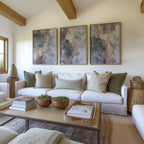 Abstract triptych wall art – gold blush and gray textured modern decor