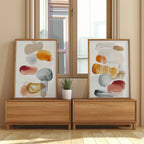 Abstract organic shapes wall art set of 2 – warm mustard orange decor