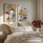 Abstract organic shapes wall art set of 2 – warm mustard orange decor