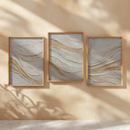 Abstract wave texture wall art set – beige gold Scandinavian minimalist decor