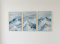 Abstract Mountain Landscape Wall Art Set – Blue White Triptych Winter Decor