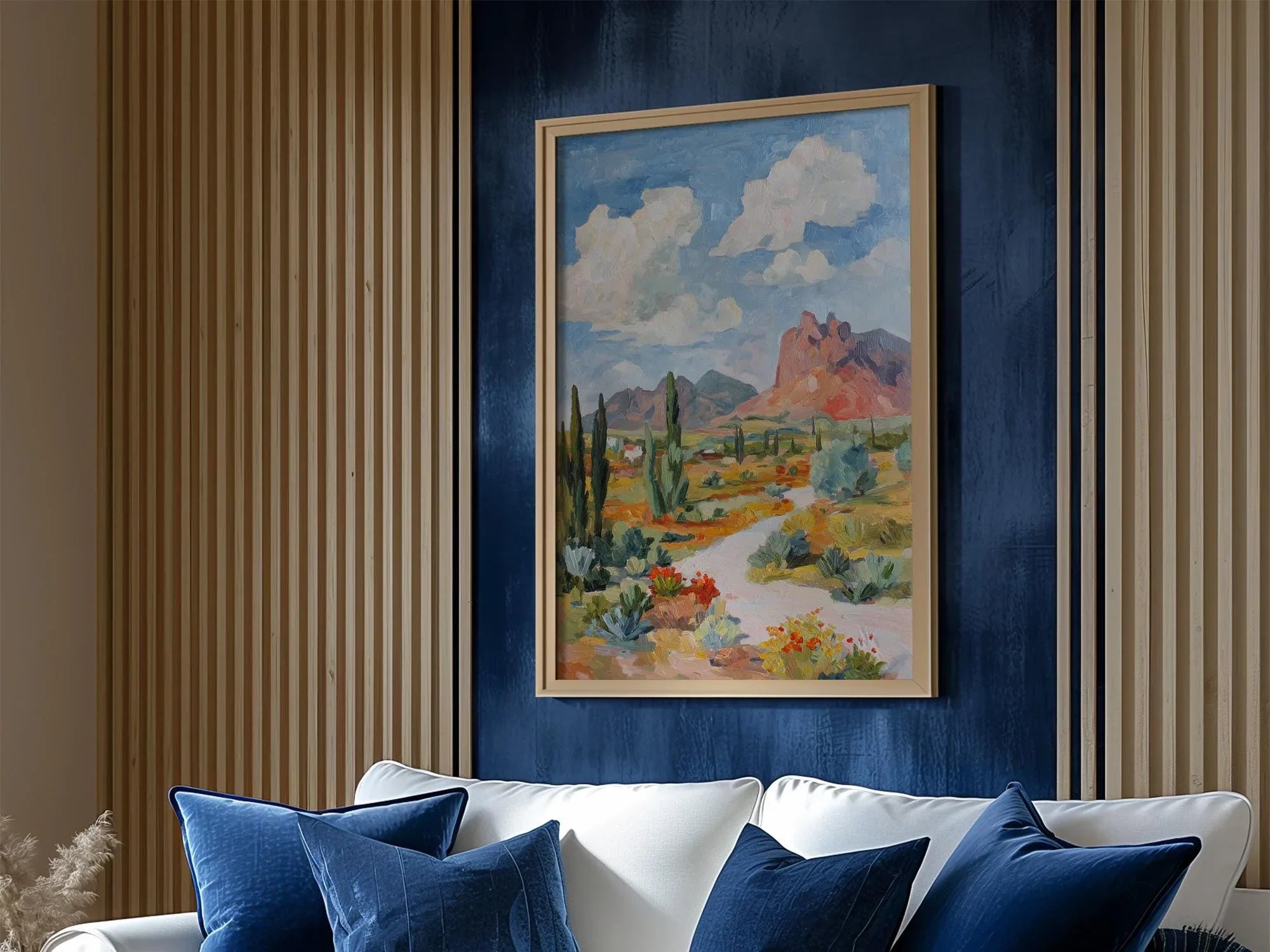 Arizona desert landscape wall art – red rock mountain wildflower cactus decor