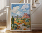 Arizona desert landscape wall art – red rock mountain wildflower cactus decor