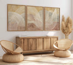 Beige terracotta abstract line wall art – minimalist triptych warm tones