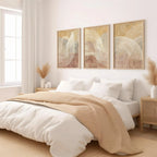 Beige terracotta abstract line wall art – minimalist triptych warm tones