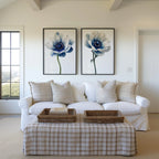 Blue anemone floral wall art set of 2 – modern botanical blue flower decor