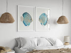 Blue discus fish wall art set – watercolour ocean tropical fish decor