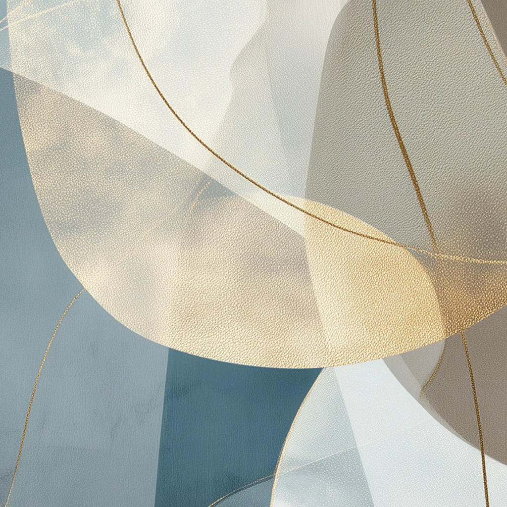 Blue gray gold geometric triptych wall art – modern abstract set of 3