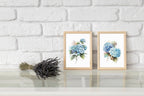 Blue hydrangea watercolour wall art set of 2 – floral living room decor
