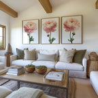 Blush peony watercolour wall art set of 3 – romantic pink floral bouquet decor