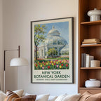 Botanical garden wall art – Enid Haupt Conservatory NYC with spring tulips