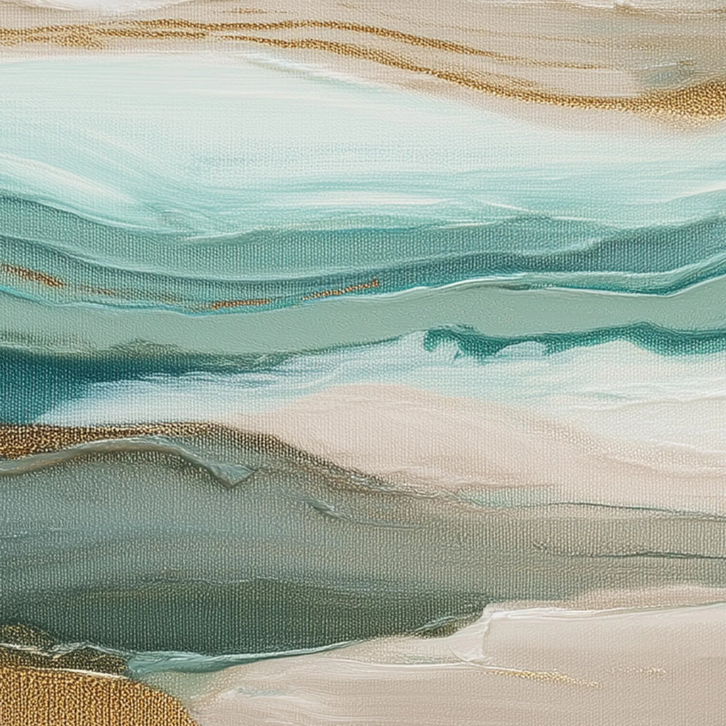 Coastal abstract wall art set – blue teal seascape triptych ocean decor