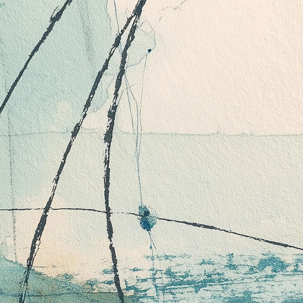 Coastal abstract watercolour wall art set of 3 – turquoise beige ocean decor