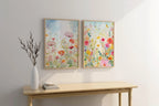 Colorful wildflower wall art set of 2 – bright botanical flower watercolours