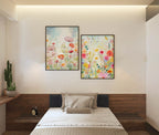 Colorful wildflower wall art set of 2 – bright botanical flower watercolours