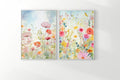Colorful wildflower wall art set of 2 – bright botanical flower watercolours