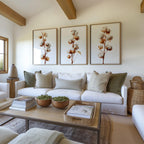 Cotton branch wall art set of 3 – beige botanical farmhouse cotton blossom