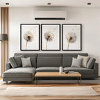 Dandelion seed head wall art set of 3 – beige botanical dandelion decor