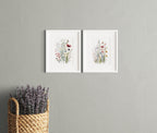 Dried meadow flowers wall art set of 2 – minimalist spring wildflower botanical