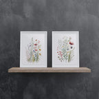 Dried meadow flowers wall art set of 2 – minimalist spring wildflower botanical