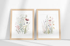 Dried meadow flowers wall art set of 2 – minimalist spring wildflower botanical