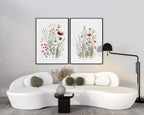 Dried meadow flowers wall art set of 2 – minimalist spring wildflower botanical