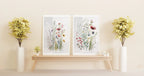 Dried meadow flowers wall art set of 2 – minimalist spring wildflower botanical