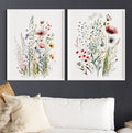 Dried meadow flowers wall art set of 2 – minimalist spring wildflower botanical
