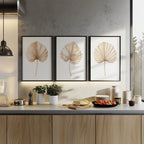 Dried palm leaf wall art set of 3 – beige neutral tropical fan palm fronds