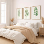 Eucalyptus leaf wall art set of 3 – minimalist green watercolour botanical