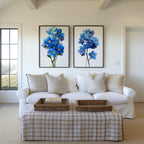 Forget me not botanical wall art set of 2 – delicate blue wildflowers on light background