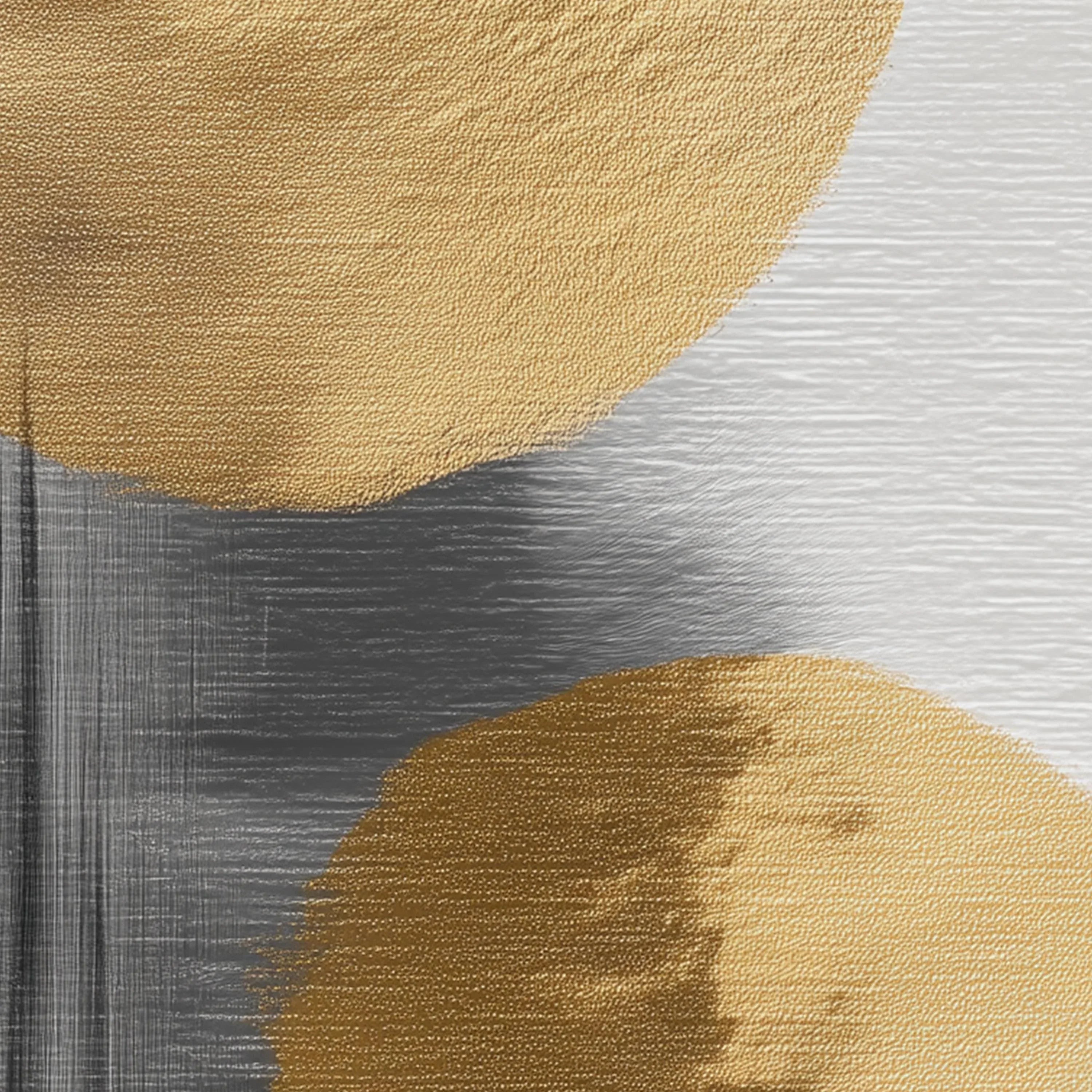 Gold and gray circle abstract triptych – modern minimalist geometric wall art