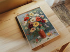 Impressionist flower bouquet in terracotta vase – colorful floral still life wall art