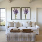 Lavender botanical wall art set – purple sprigs and green foliage, French farmhouse decor