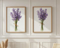 Lavender botanical wall art set – purple sprigs and green foliage, French farmhouse decor