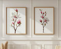 Magnolia flower wall art set – pink and white botanical blossoms, spring decor