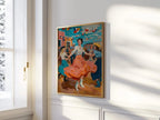 Mexican fiesta folk art wall art – colorful dancing woman in traditional dress, southwestern decor