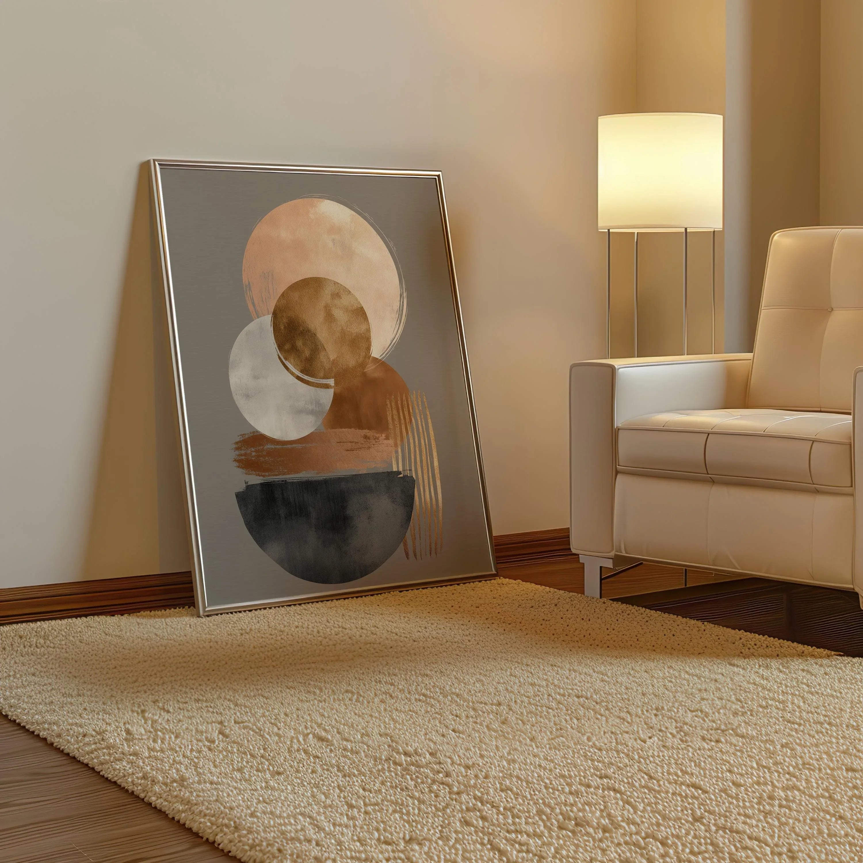 Modern abstract geometric wall art – gold, black and neutral shapes, luxury decor