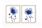 Navy blue wildflower watercolor wall art set of 2 featuring dried meadow flowers